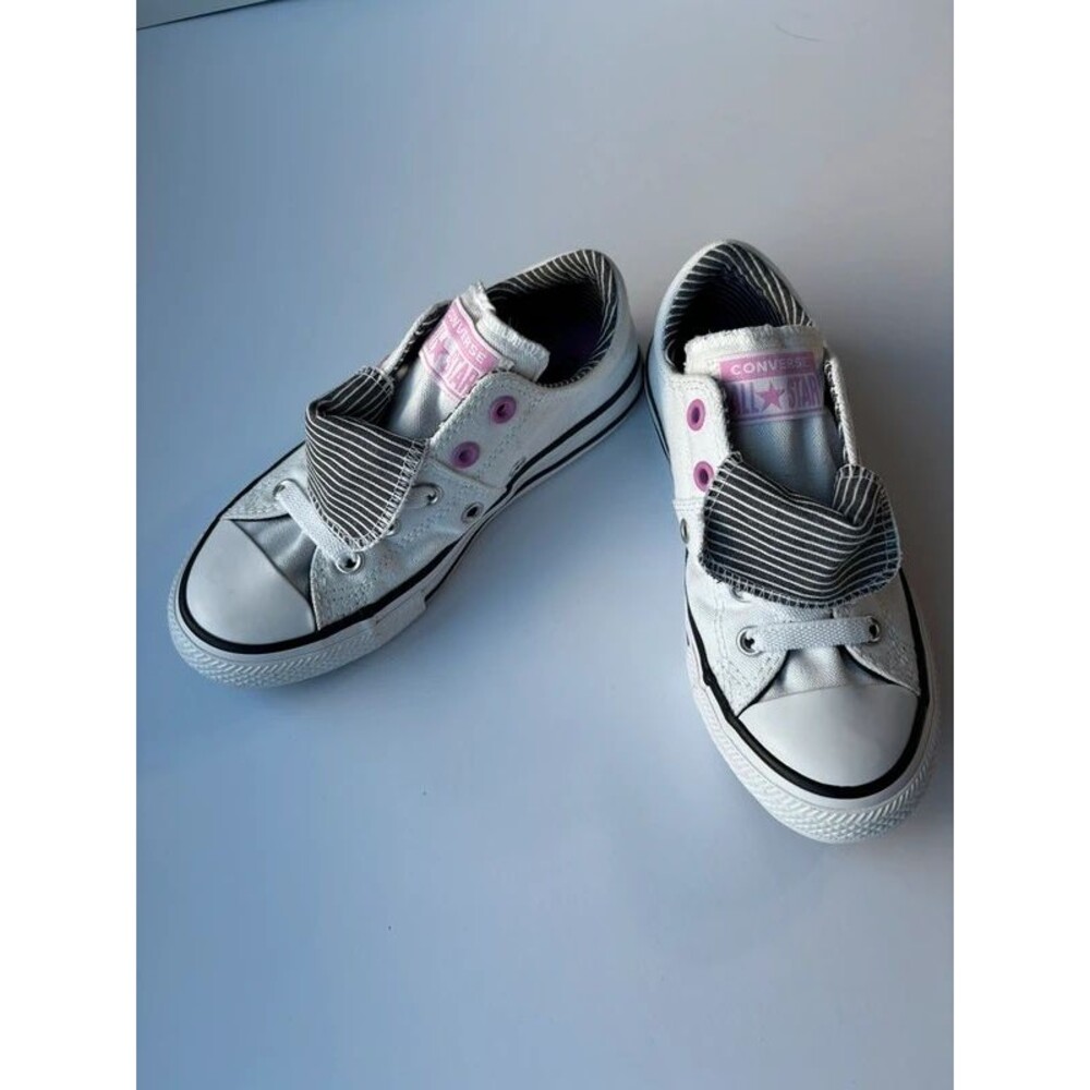 12 Youth Converse All Star Maddie Double Tongue Pink Slip Ons 666923F
